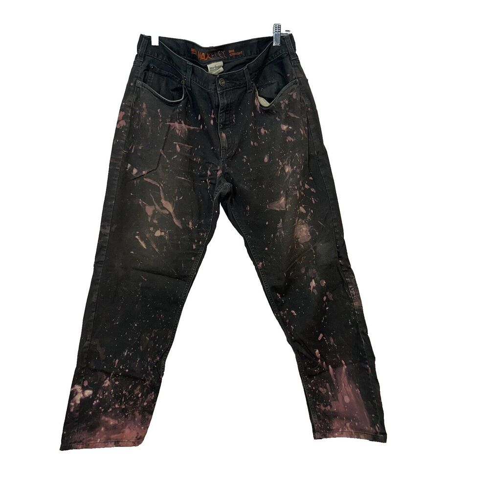 Urban Pipeline MaxFlex Men’s Straight Jeans 38x30 Blue Bleach Paint Splatter I